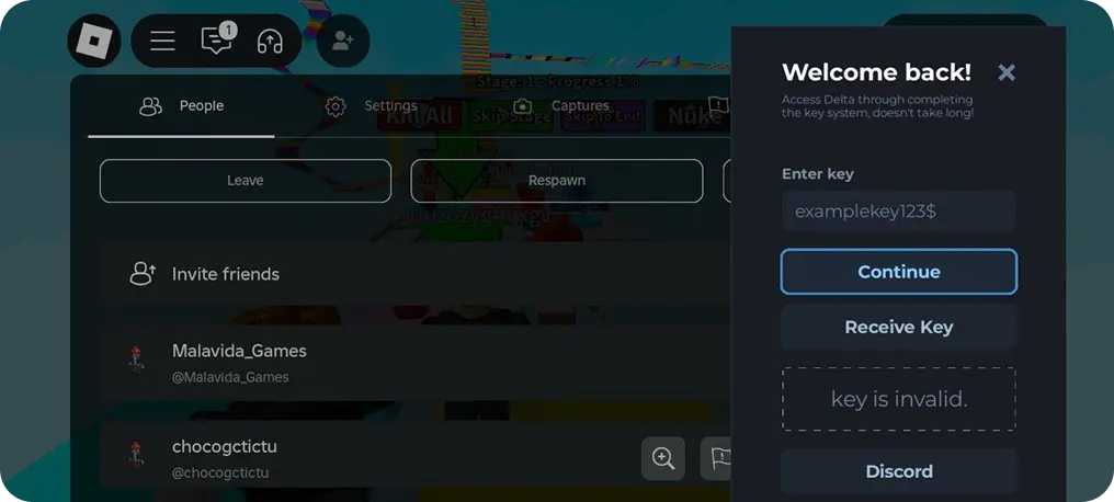 Delta Executor Key System Interface Screenshot