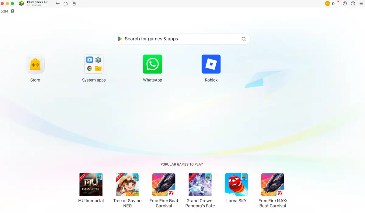 BlueStacks emulator home screen with Roblox app installed